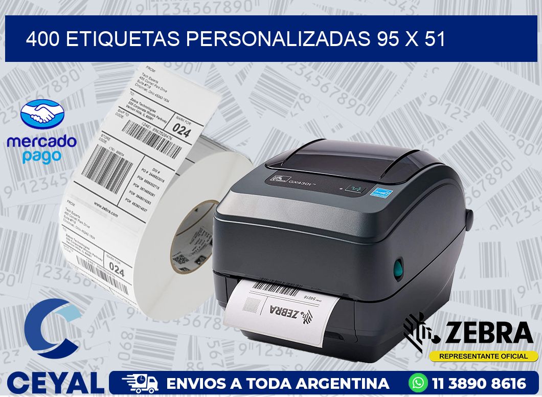 400 ETIQUETAS PERSONALIZADAS 95 x 51