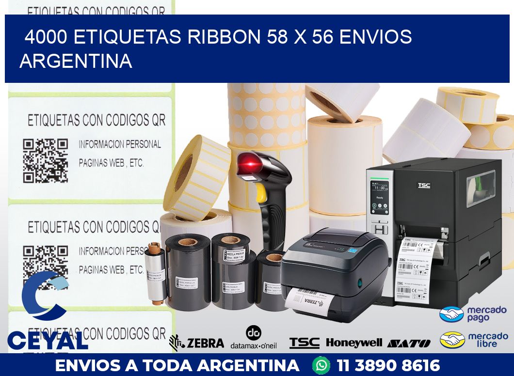 4000 ETIQUETAS RIBBON 58 x 56 ENVIOS ARGENTINA