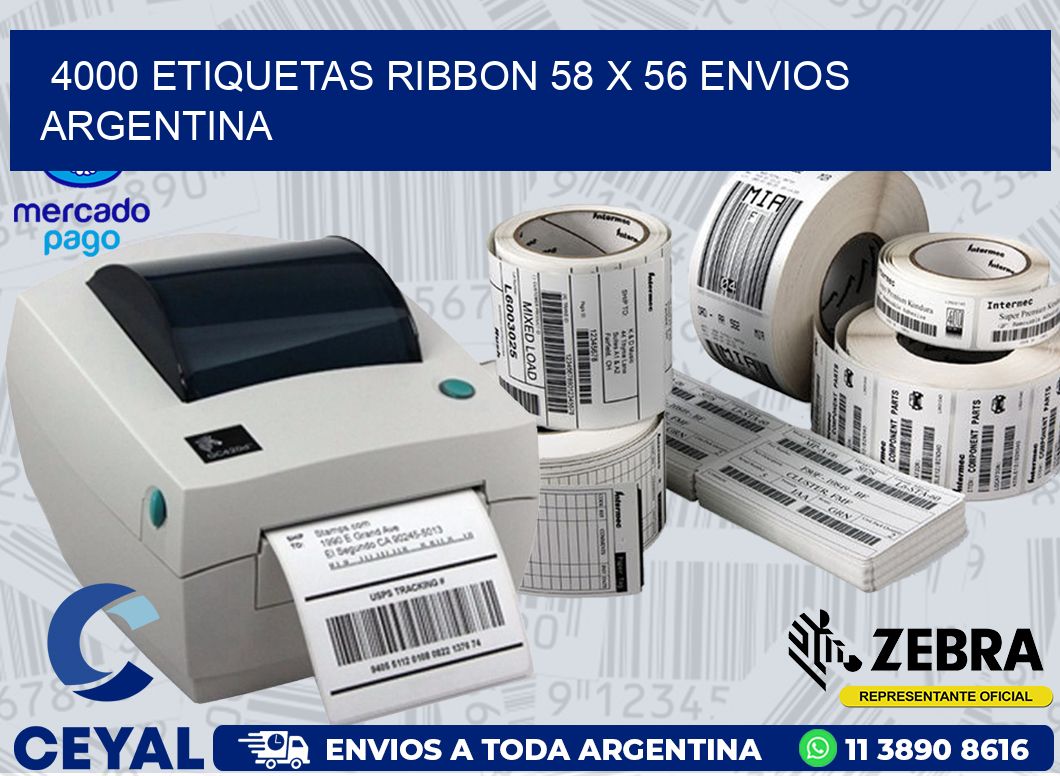 4000 ETIQUETAS RIBBON 58 x 56 ENVIOS ARGENTINA