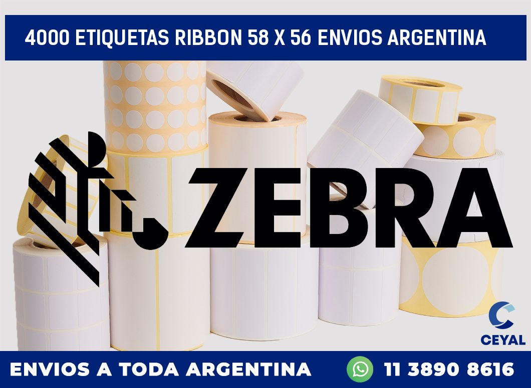 4000 ETIQUETAS RIBBON 58 x 56 ENVIOS ARGENTINA