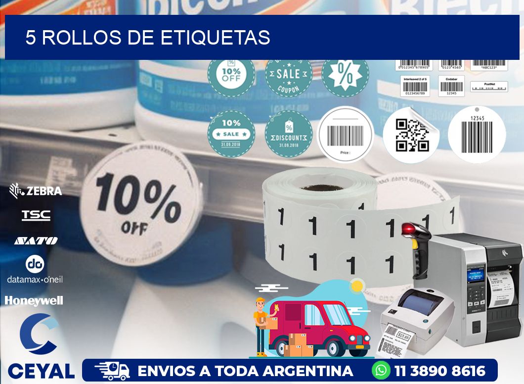 5 ROLLOS DE ETIQUETAS