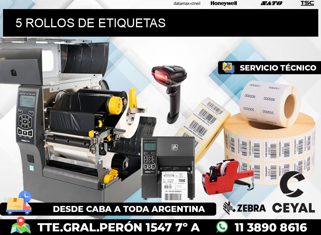 5 ROLLOS DE ETIQUETAS