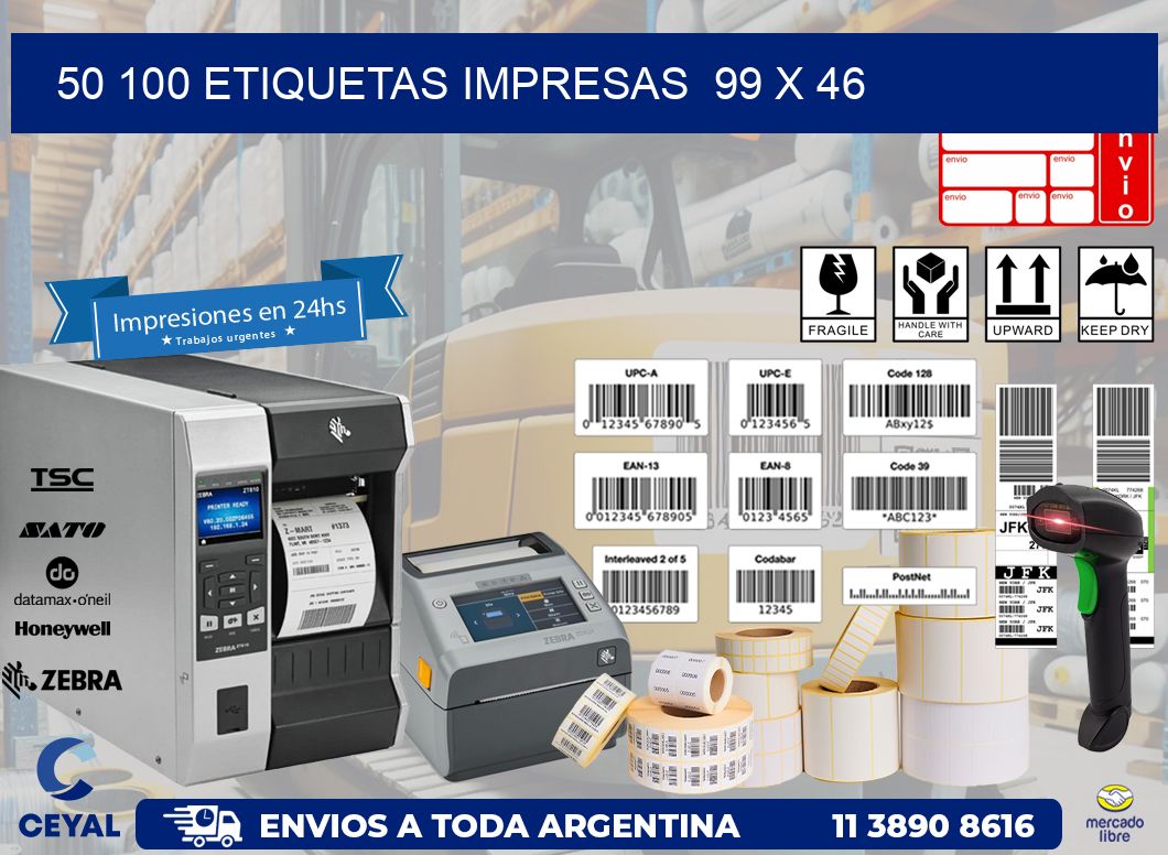 50 100 ETIQUETAS IMPRESAS  99 x 46