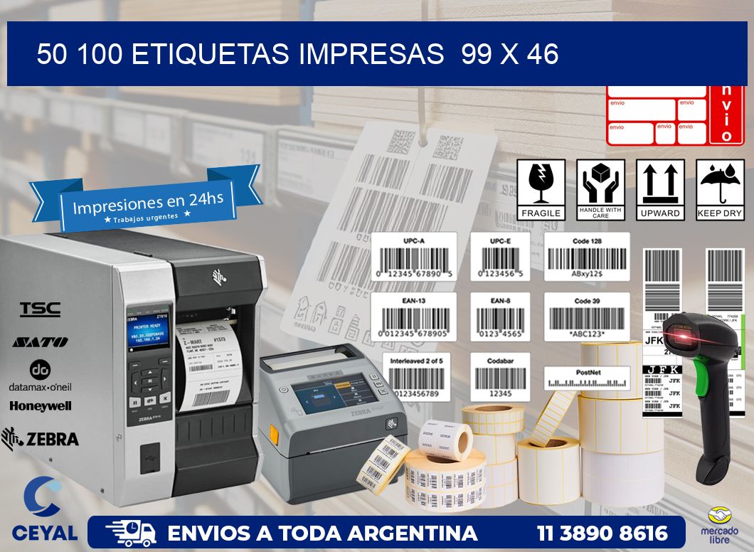 50 100 ETIQUETAS IMPRESAS  99 x 46