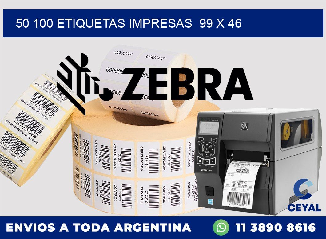 50 100 ETIQUETAS IMPRESAS  99 x 46