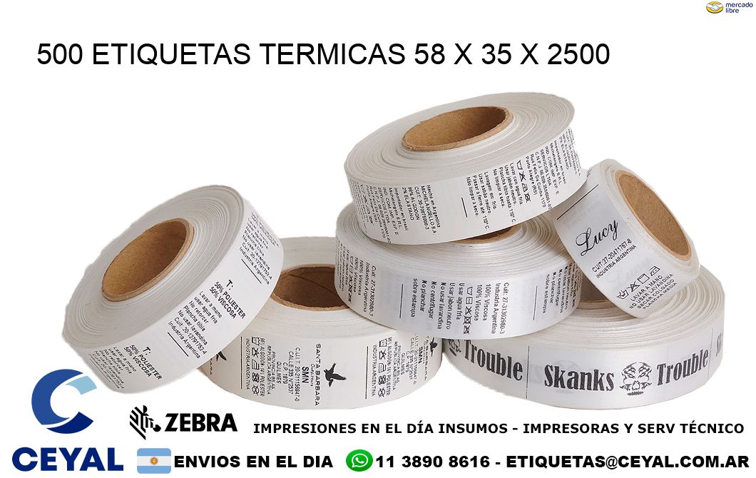 500 ETIQUETAS TERMICAS 58 x 35 x 2500