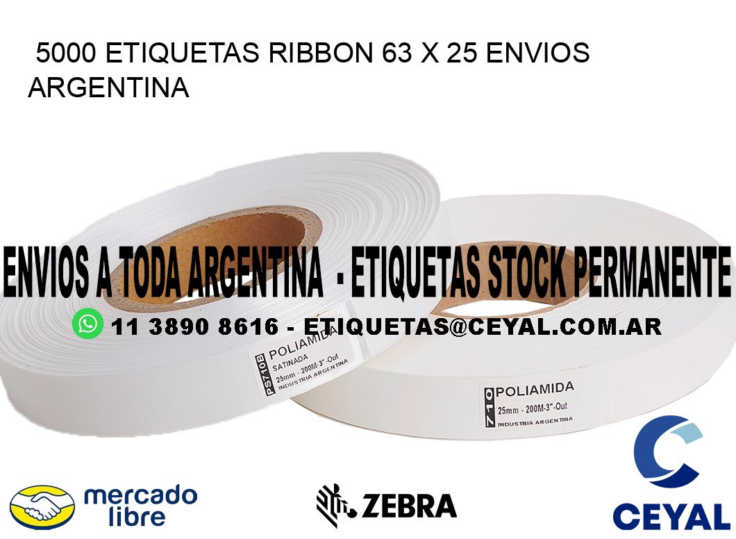 5000 ETIQUETAS RIBBON 63 x 25 ENVIOS ARGENTINA