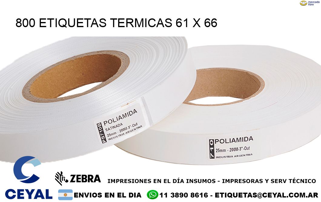 800 ETIQUETAS TERMICAS 61 x 66