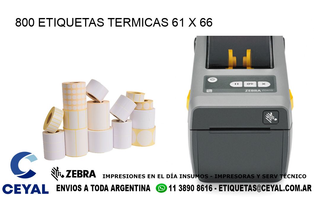 800 ETIQUETAS TERMICAS 61 x 66