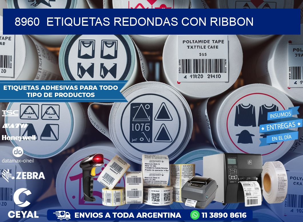 8960  ETIQUETAS REDONDAS CON RIBBON