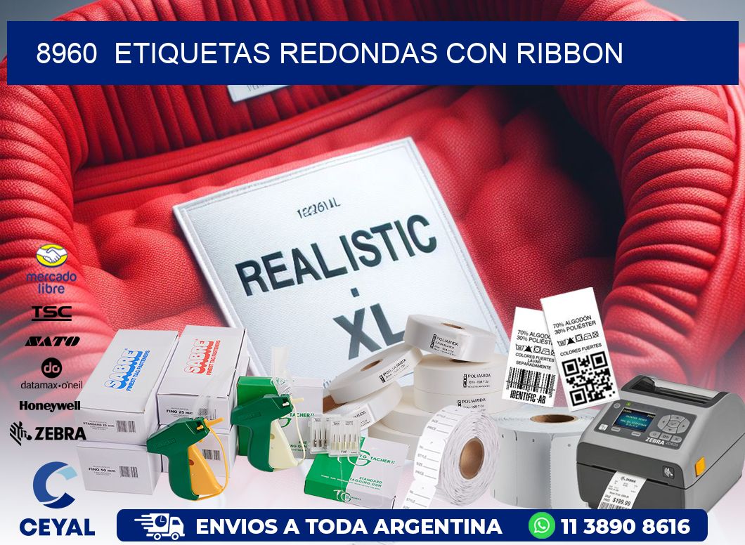 8960  ETIQUETAS REDONDAS CON RIBBON