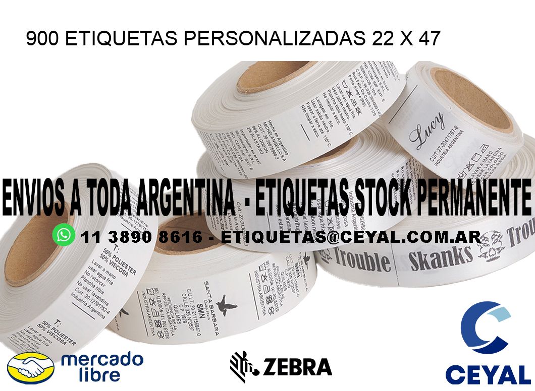 900 ETIQUETAS PERSONALIZADAS 22 x 47