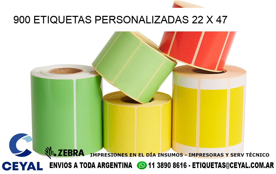 900 ETIQUETAS PERSONALIZADAS 22 x 47