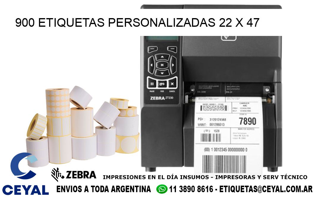 900 ETIQUETAS PERSONALIZADAS 22 x 47