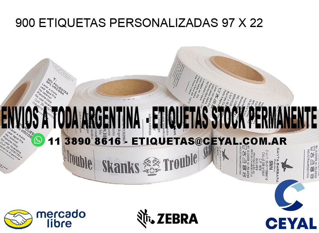 900 ETIQUETAS PERSONALIZADAS 97 x 22