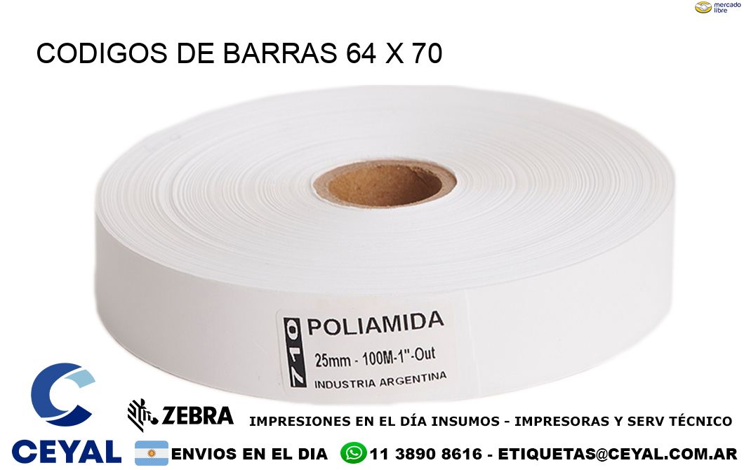 CODIGOS DE BARRAS 64 x 70