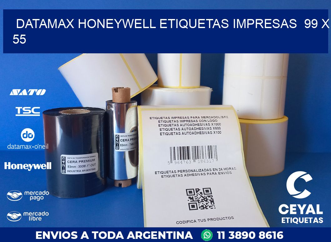 DATAMAX HONEYWELL ETIQUETAS IMPRESAS  99 x 55