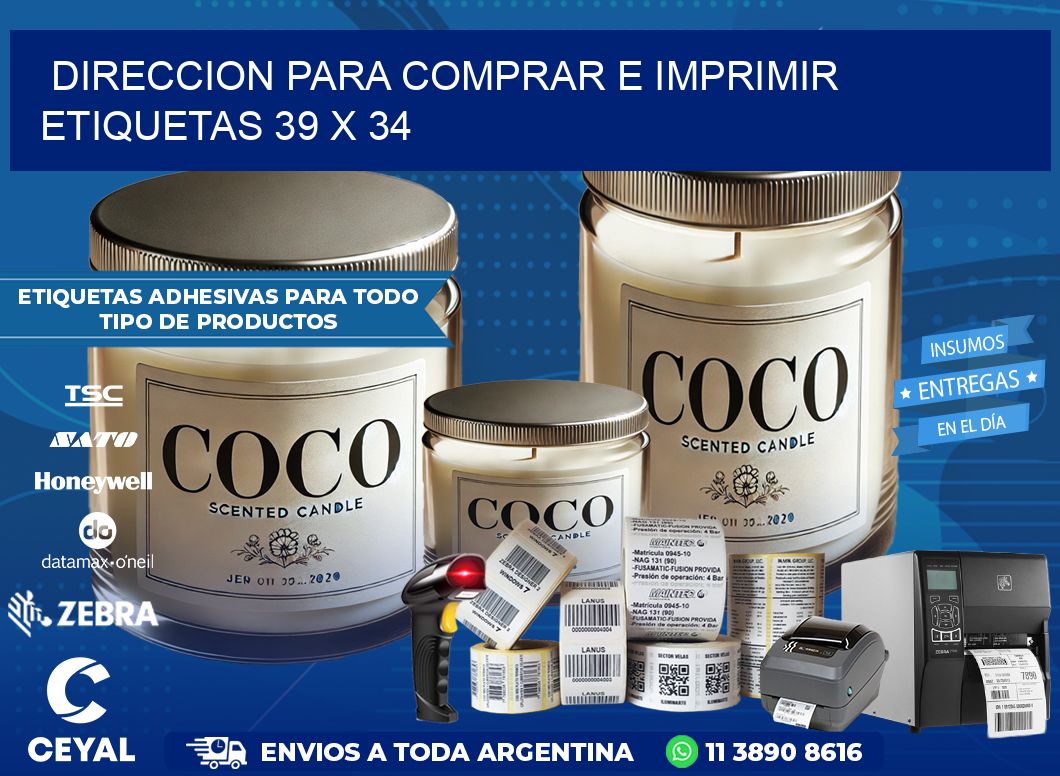 DIRECCION PARA COMPRAR E IMPRIMIR ETIQUETAS 39 x 34