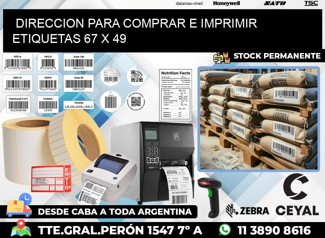 DIRECCION PARA COMPRAR E IMPRIMIR ETIQUETAS 67 x 49