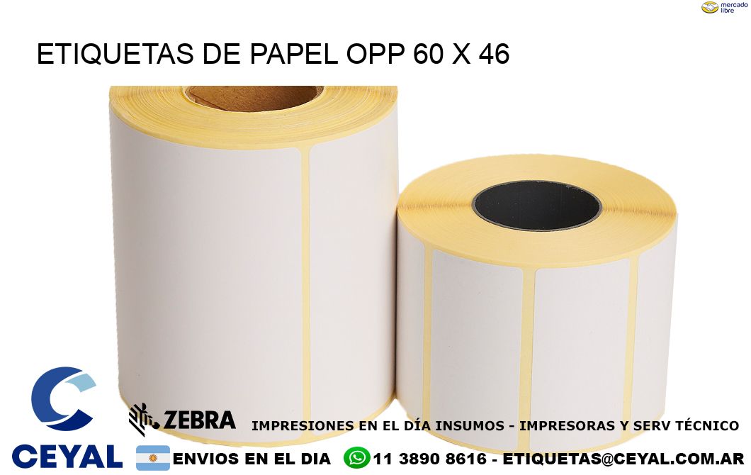ETIQUETAS DE PAPEL OPP 60 x 46