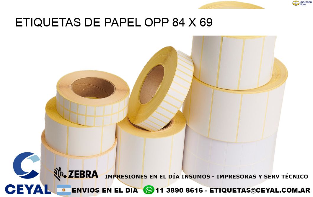 ETIQUETAS DE PAPEL OPP 84 x 69