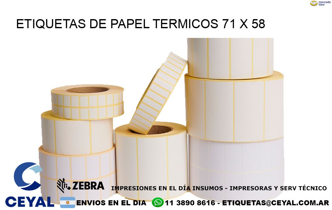 ETIQUETAS DE PAPEL TERMICOS 71 x 58