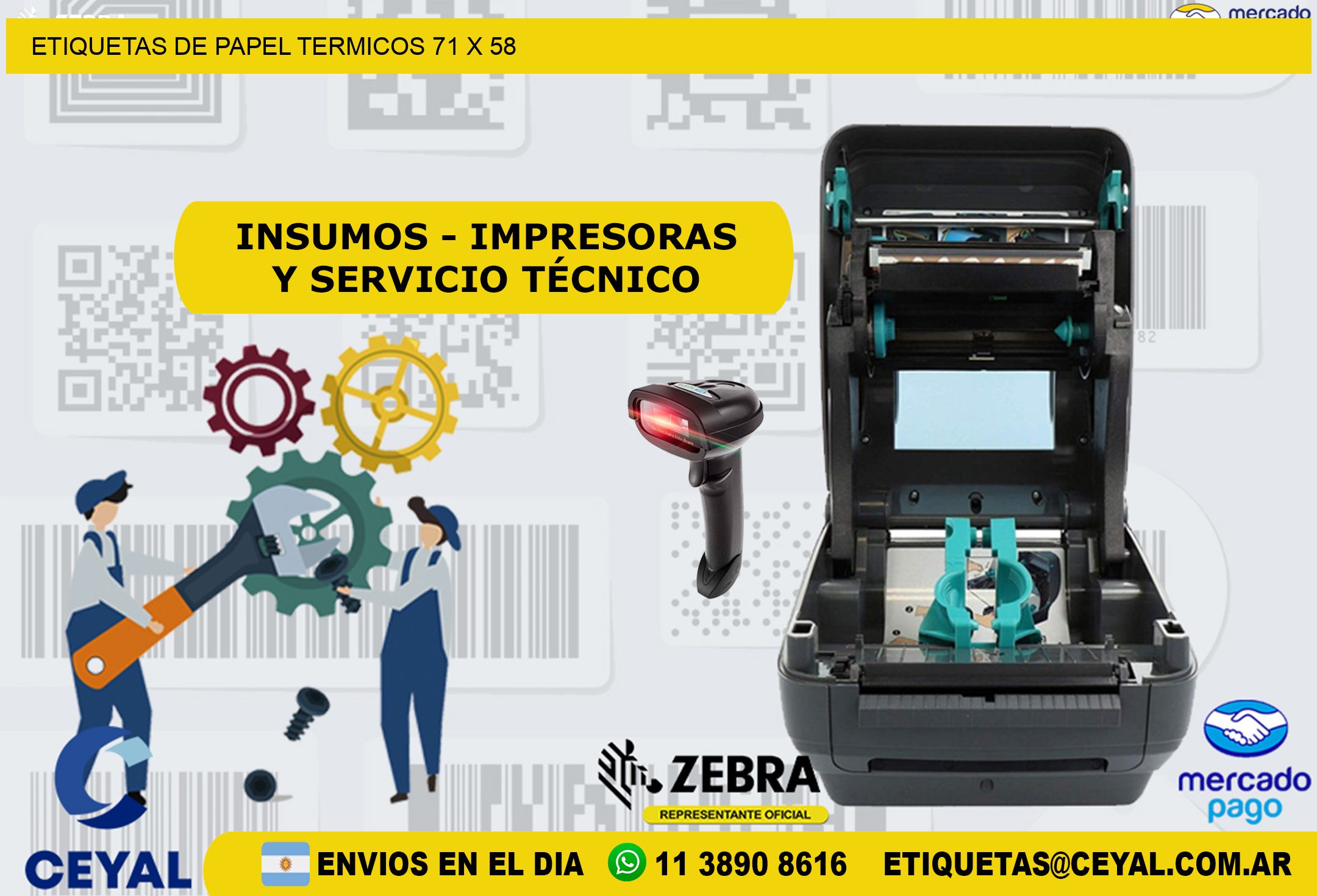 ETIQUETAS DE PAPEL TERMICOS 71 x 58