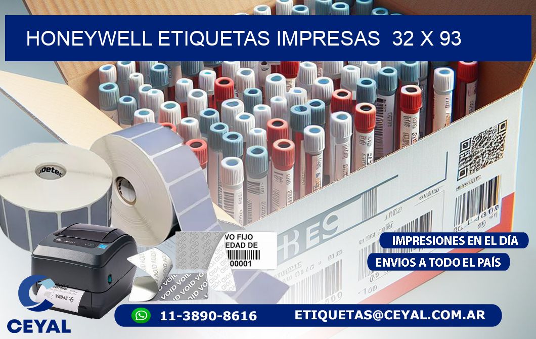 HONEYWELL ETIQUETAS IMPRESAS  32 x 93