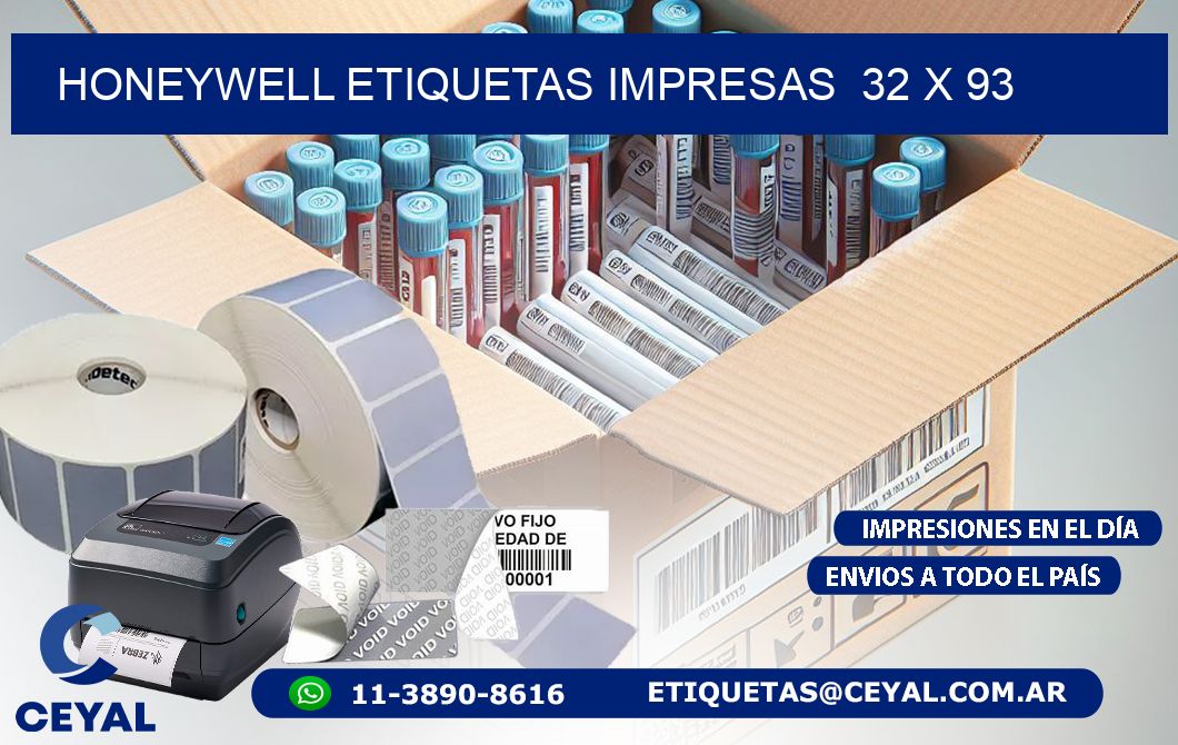 HONEYWELL ETIQUETAS IMPRESAS  32 x 93