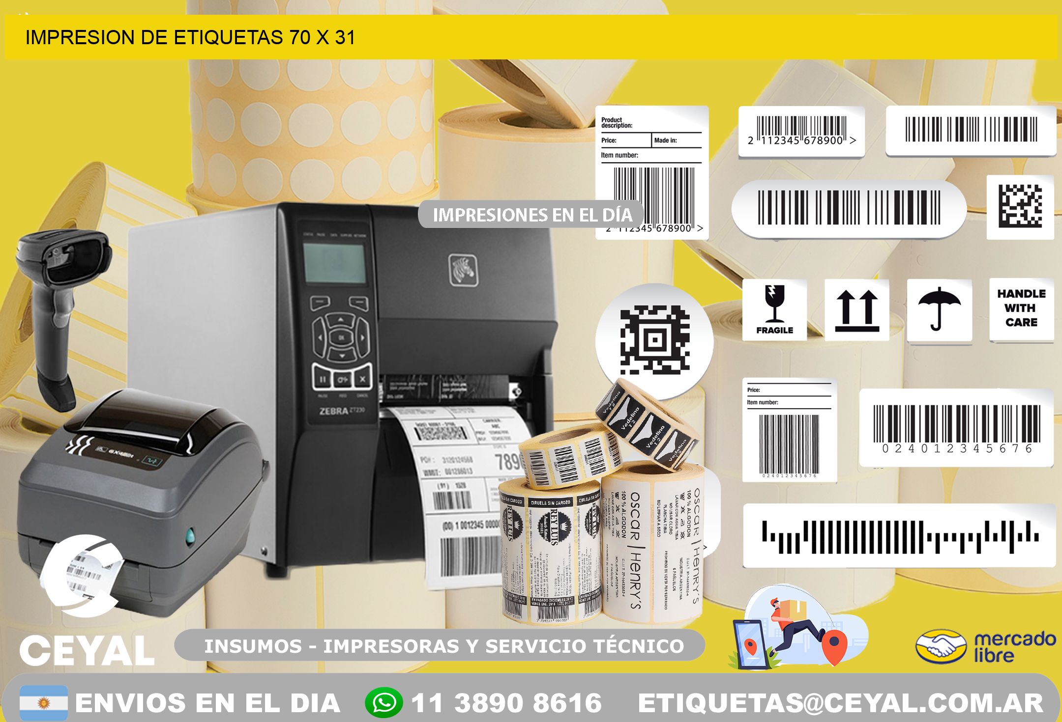 IMPRESION DE ETIQUETAS 70 x 31
