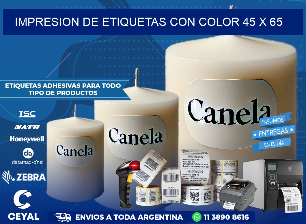 IMPRESION DE ETIQUETAS CON COLOR 45 x 65