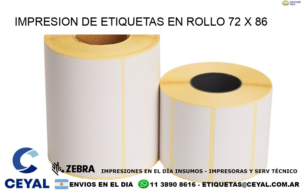 IMPRESION DE ETIQUETAS EN ROLLO 72 x 86