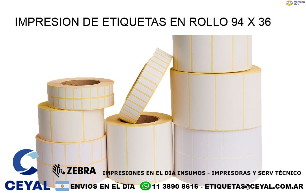 IMPRESION DE ETIQUETAS EN ROLLO 94 x 36