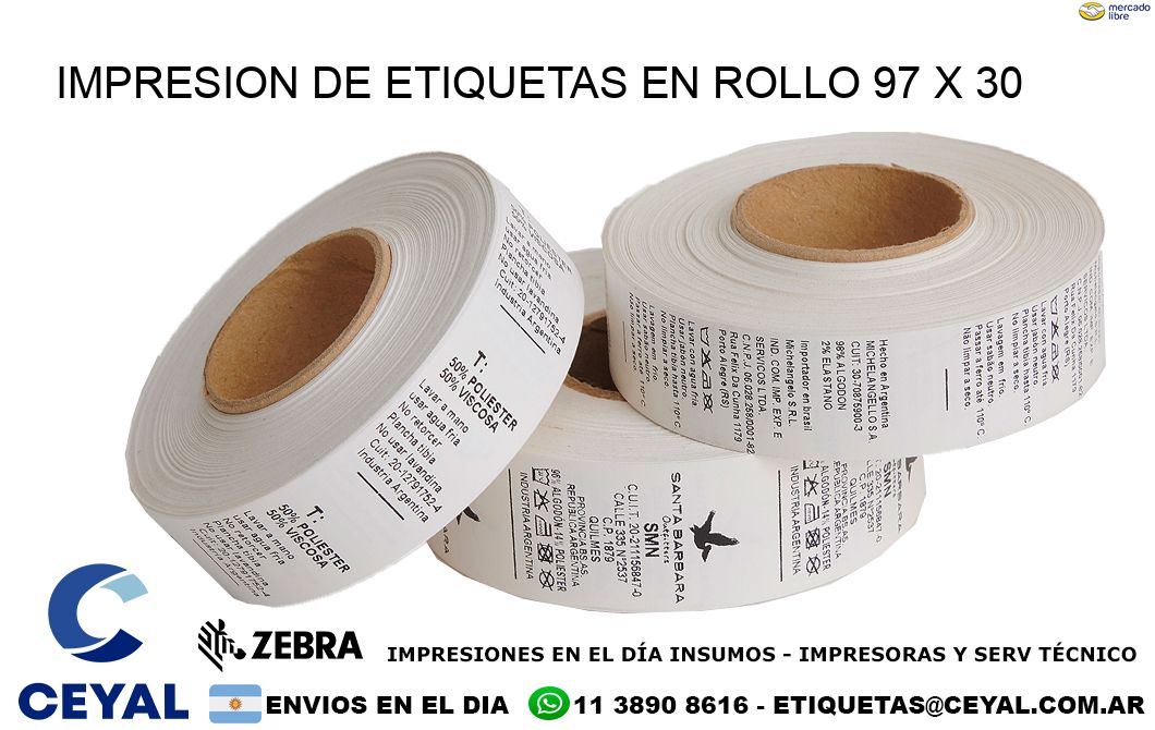 IMPRESION DE ETIQUETAS EN ROLLO 97 x 30