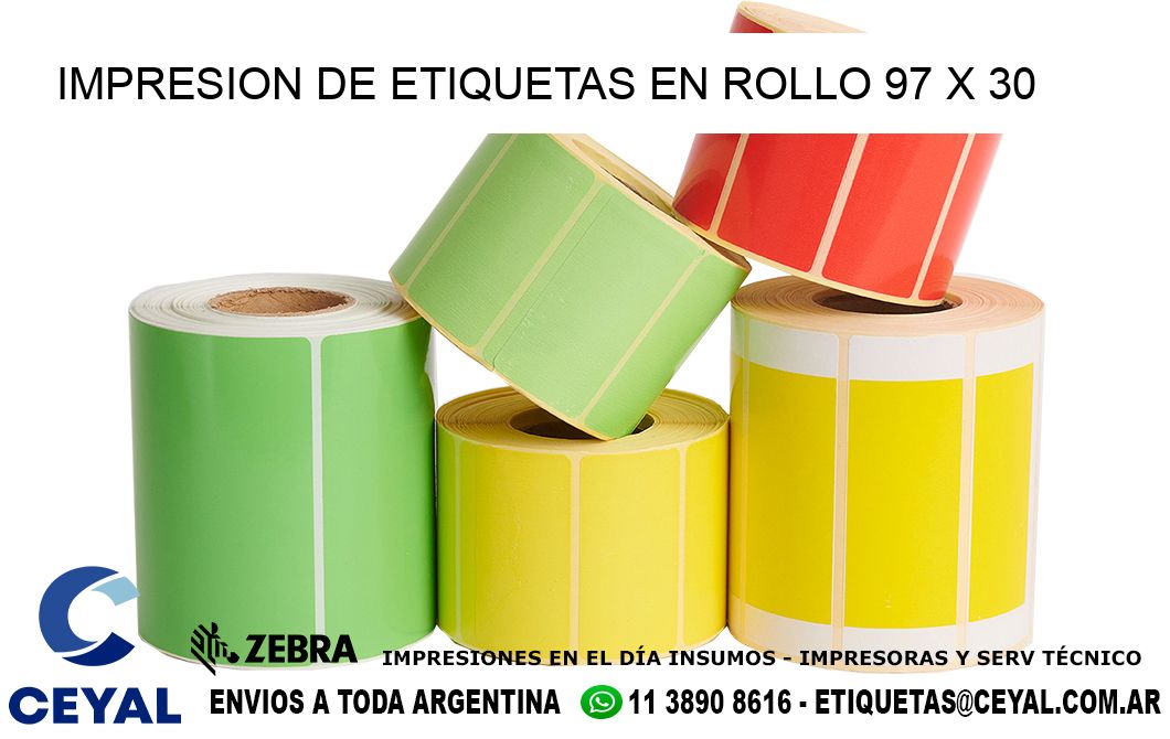 IMPRESION DE ETIQUETAS EN ROLLO 97 x 30