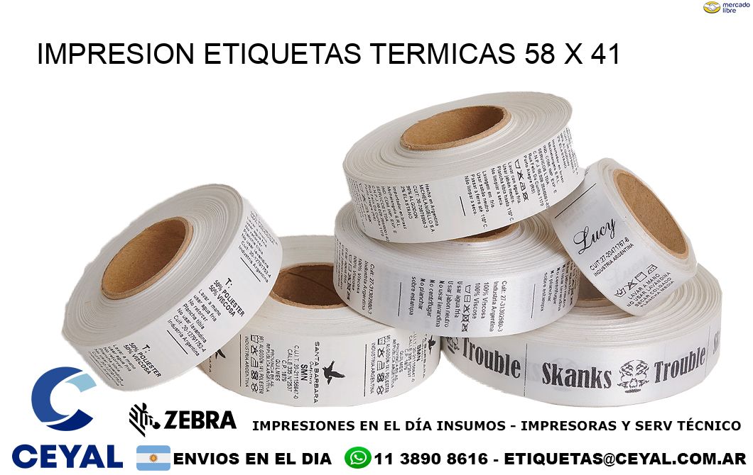 IMPRESION ETIQUETAS TERMICAS 58 x 41