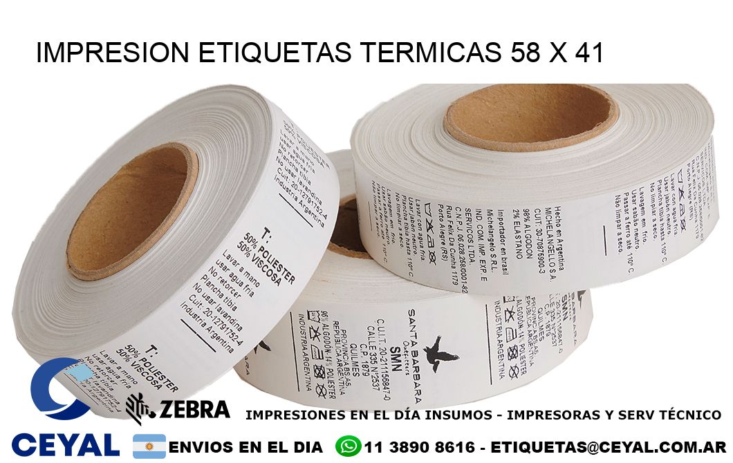 IMPRESION ETIQUETAS TERMICAS 58 x 41