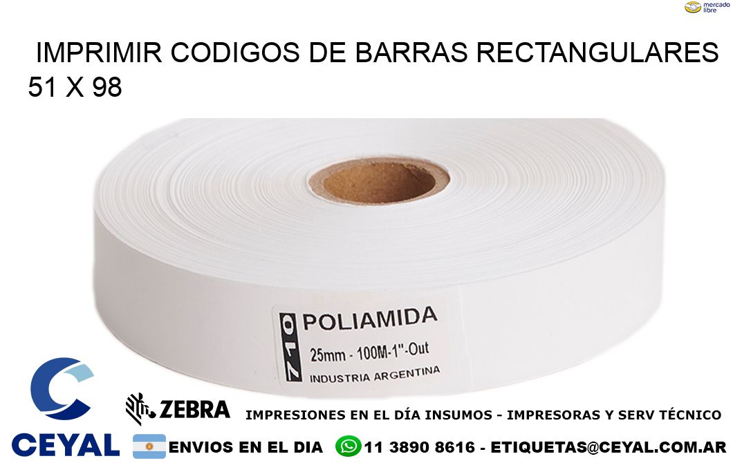 IMPRIMIR CODIGOS DE BARRAS RECTANGULARES 51 x 98