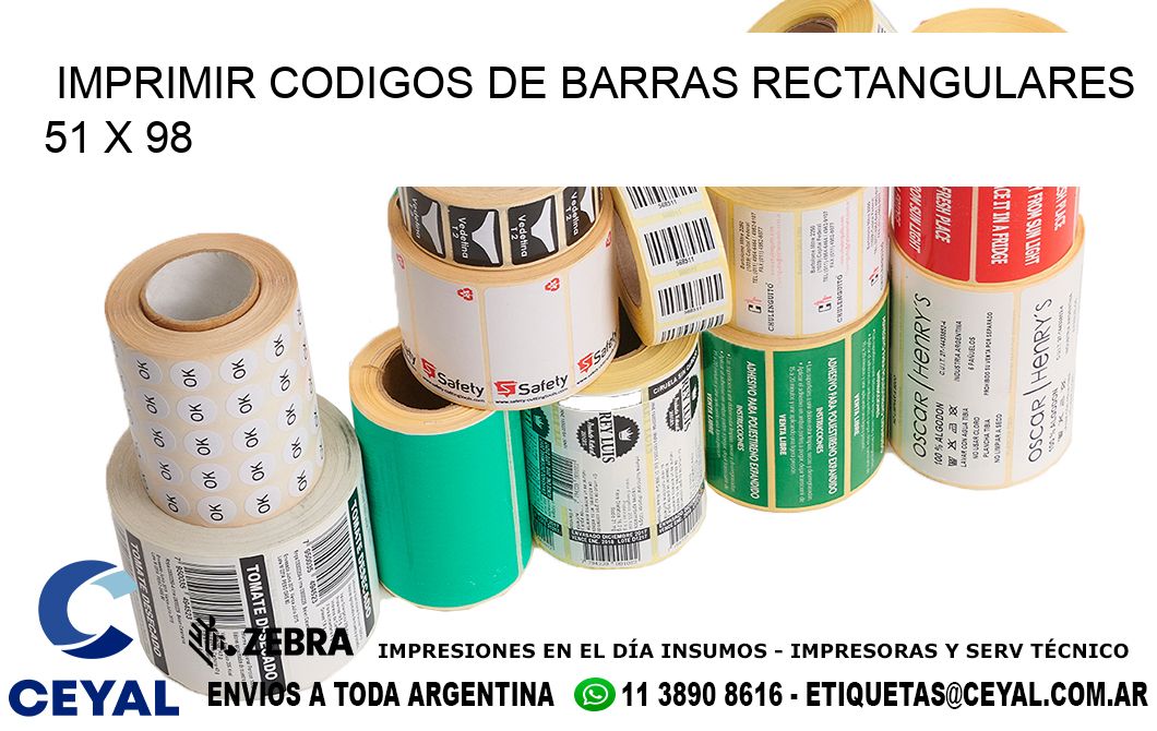 IMPRIMIR CODIGOS DE BARRAS RECTANGULARES 51 x 98