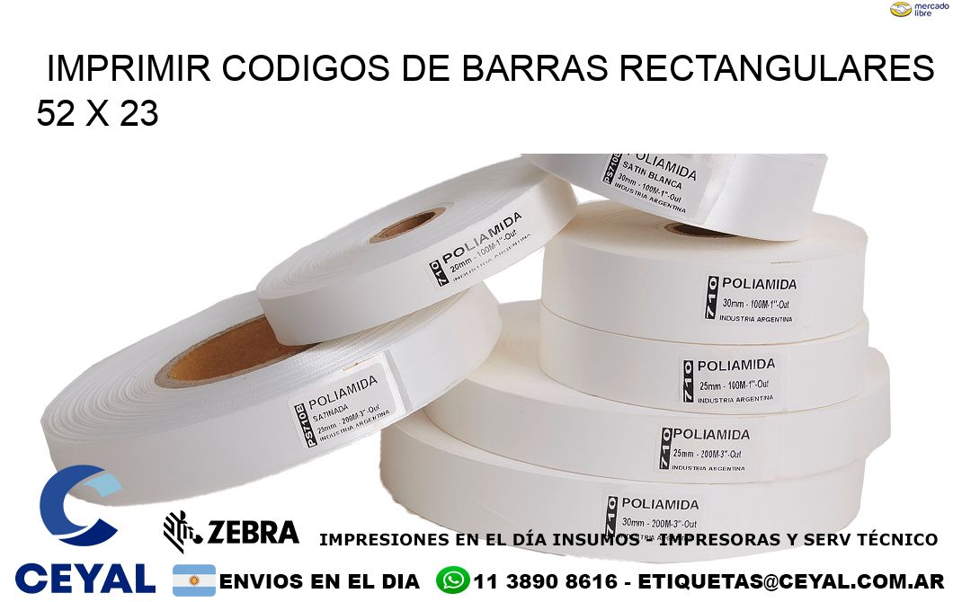IMPRIMIR CODIGOS DE BARRAS RECTANGULARES 52 x 23