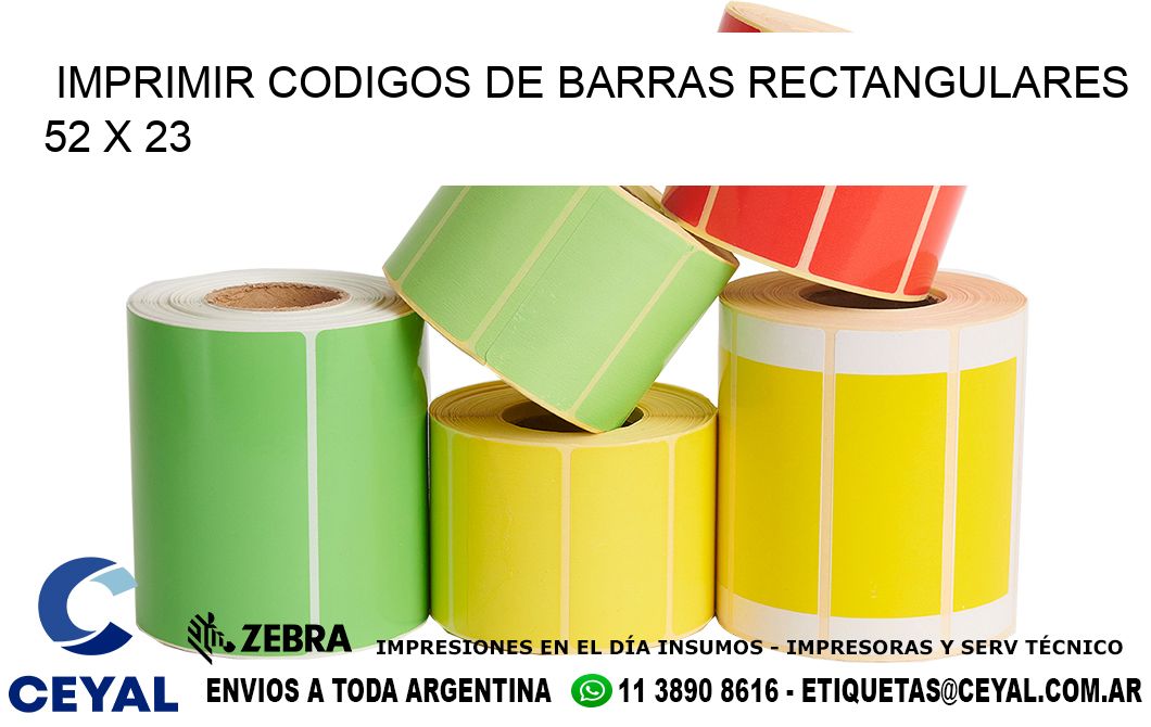 IMPRIMIR CODIGOS DE BARRAS RECTANGULARES 52 x 23