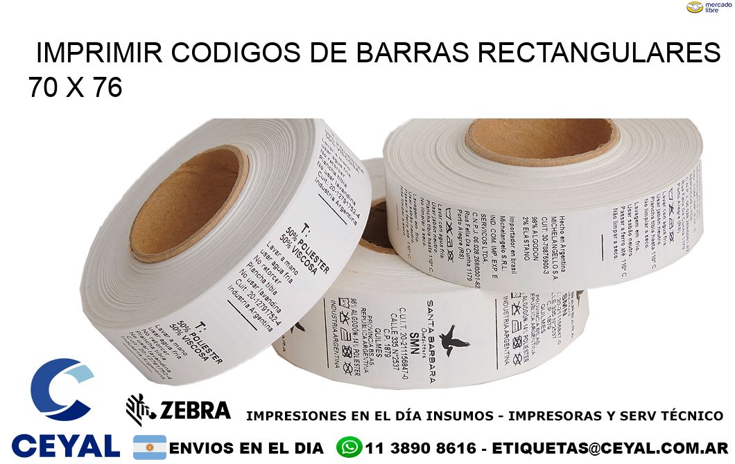 IMPRIMIR CODIGOS DE BARRAS RECTANGULARES 70 x 76