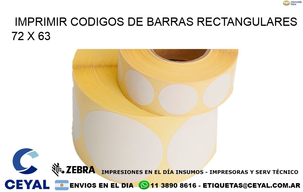 IMPRIMIR CODIGOS DE BARRAS RECTANGULARES 72 x 63