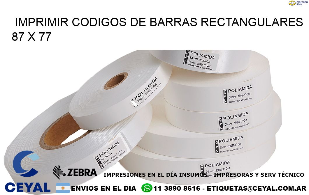 IMPRIMIR CODIGOS DE BARRAS RECTANGULARES 87 x 77