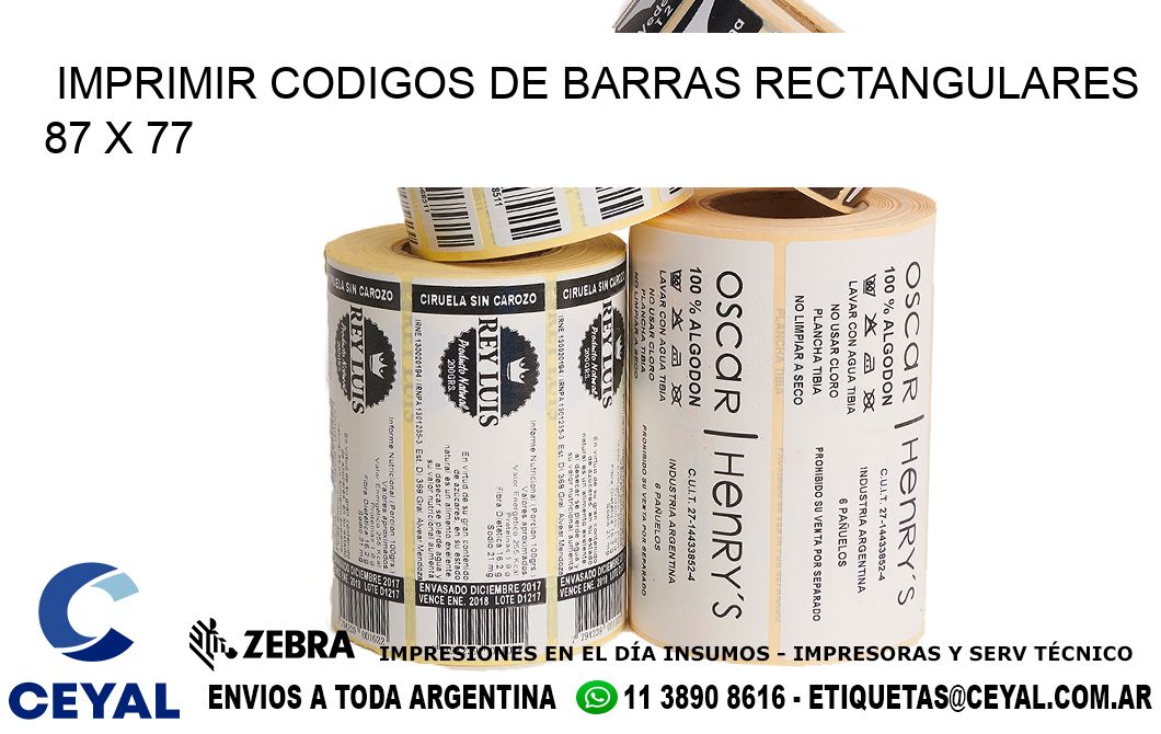 IMPRIMIR CODIGOS DE BARRAS RECTANGULARES 87 x 77