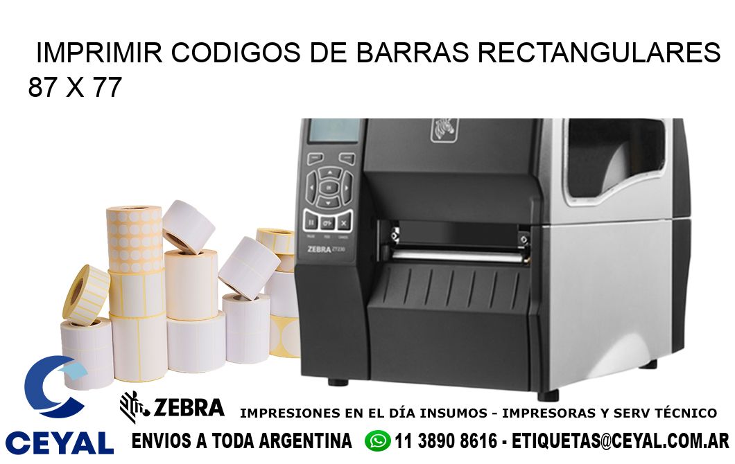 IMPRIMIR CODIGOS DE BARRAS RECTANGULARES 87 x 77