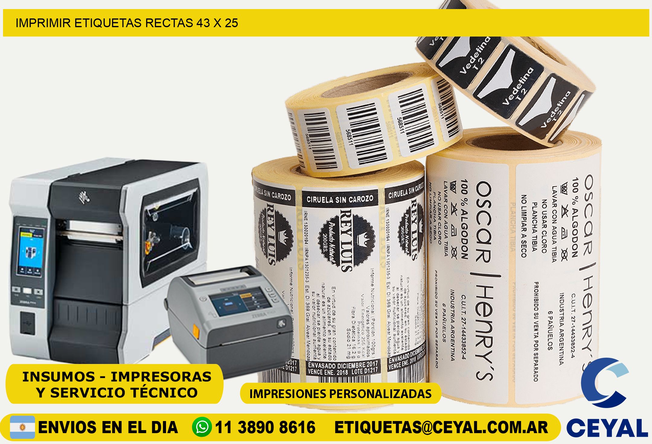 IMPRIMIR ETIQUETAS RECTAS 43 x 25