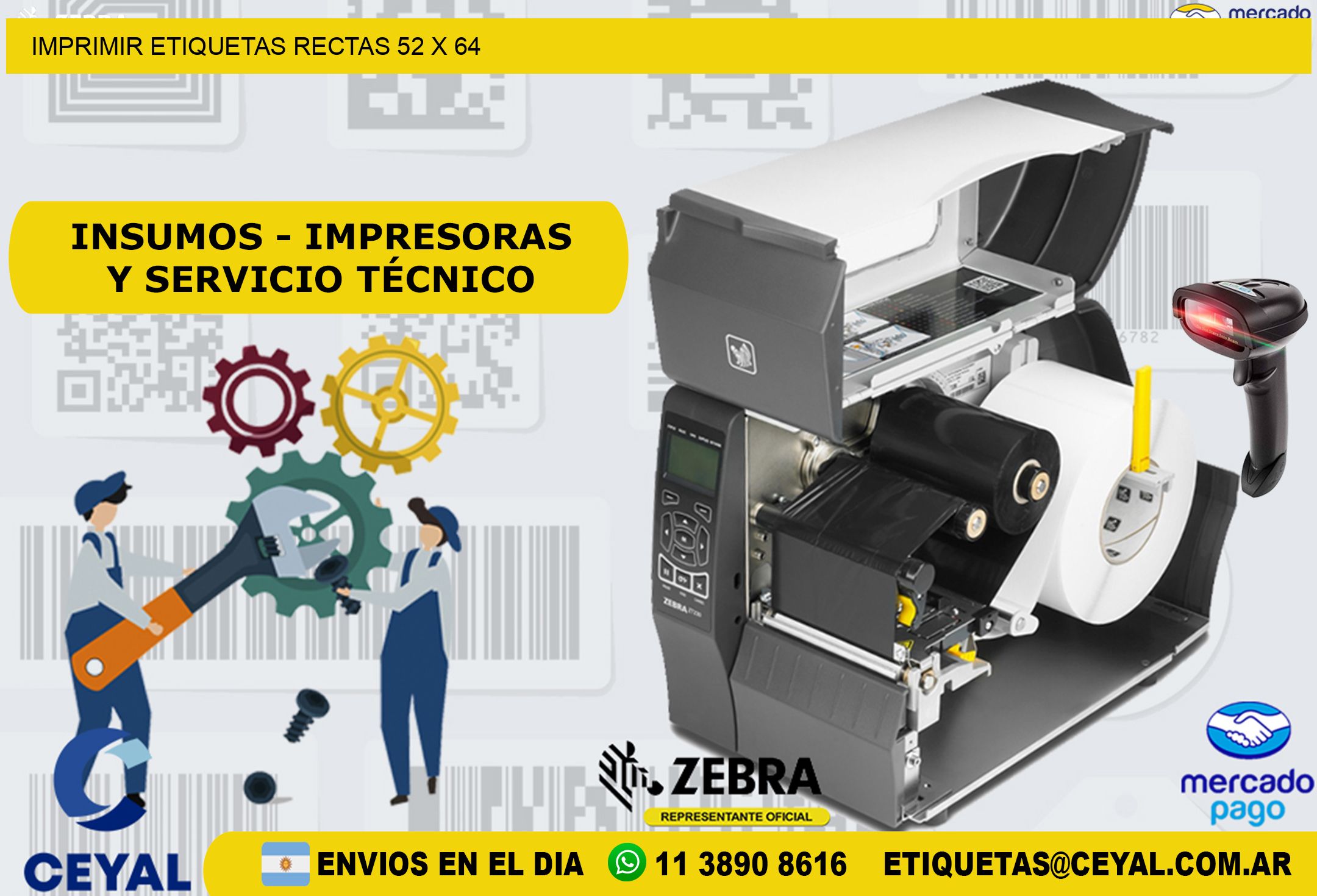 IMPRIMIR ETIQUETAS RECTAS 52 x 64
