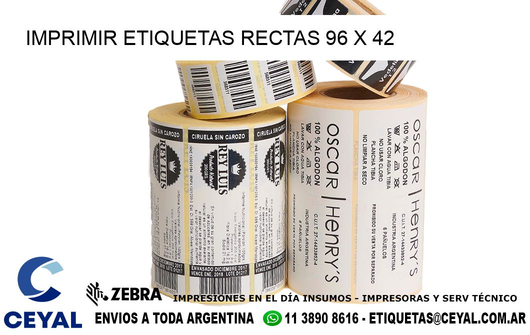 IMPRIMIR ETIQUETAS RECTAS 96 x 42
