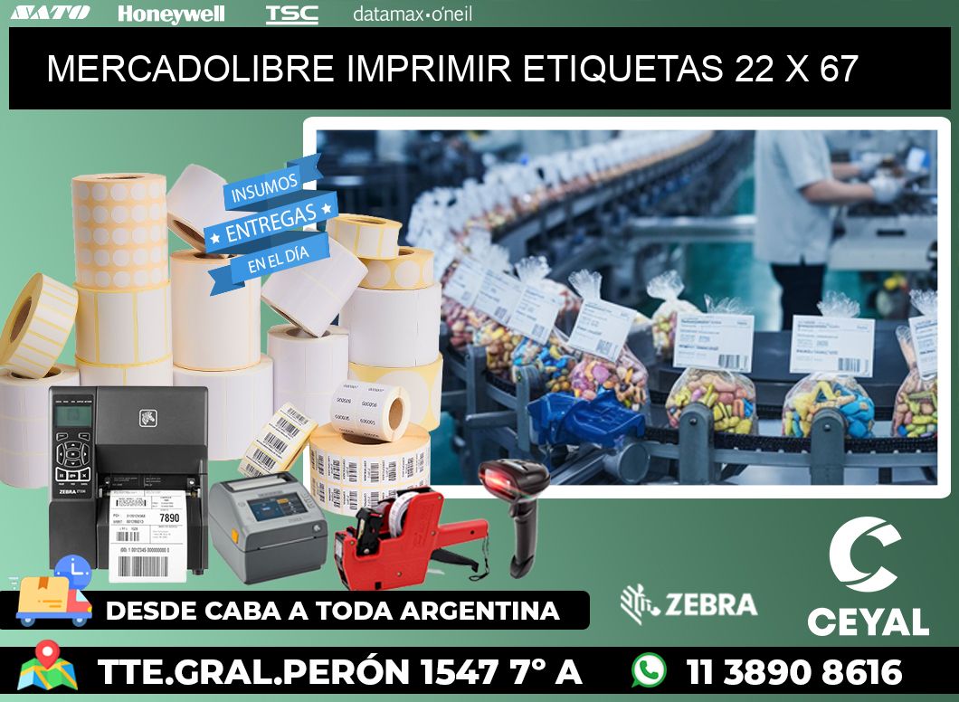 MERCADOLIBRE IMPRIMIR ETIQUETAS 22 x 67
